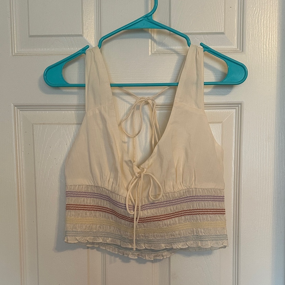American Eagle Striped Cropped Blouse